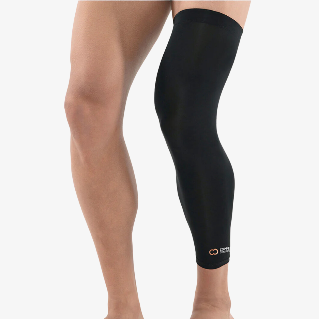 Copper Leg Sleeve Brace Full Black Medium Copper Compression