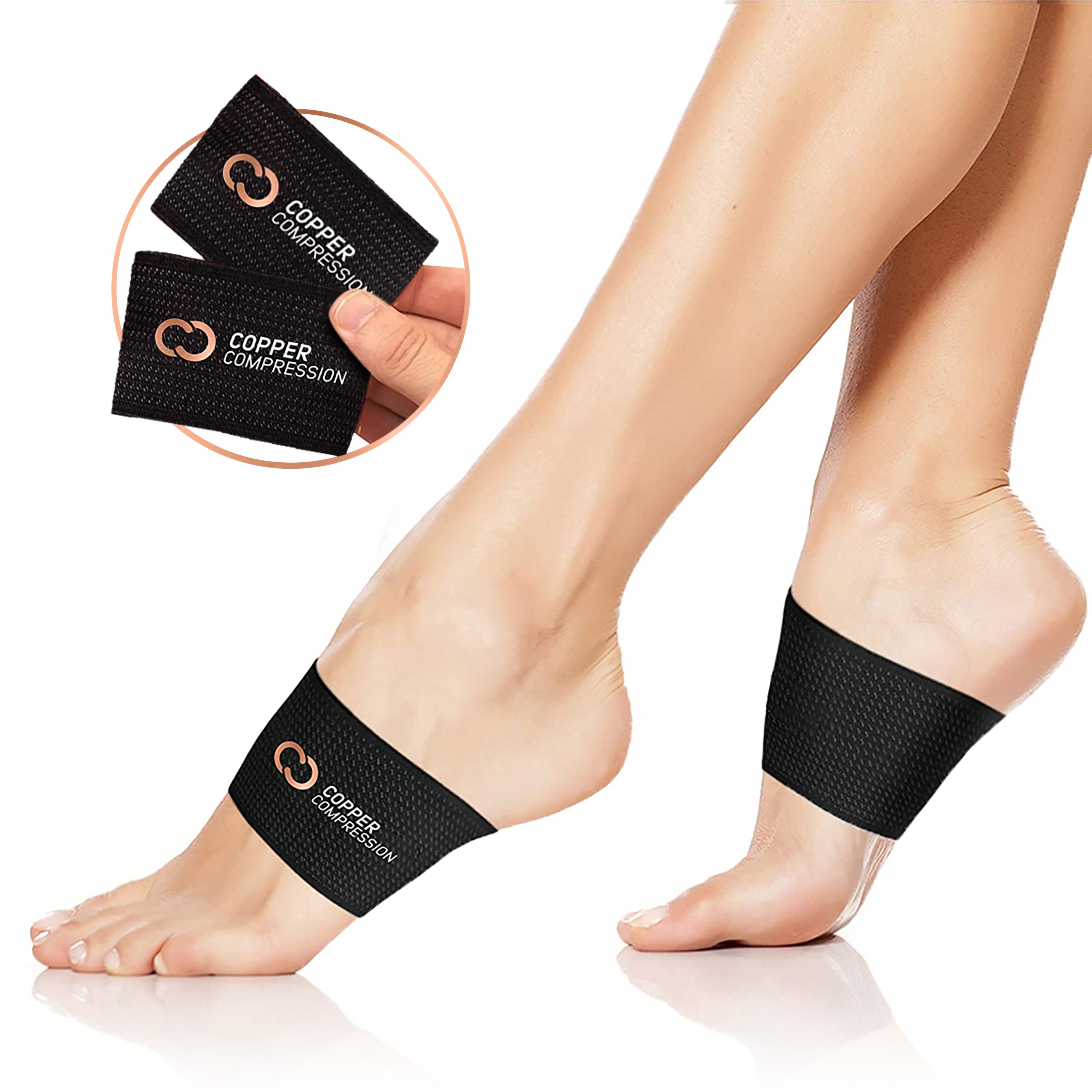 Copper Fit® Arch Relief Plus Orthotic Support Foot Compression Bands (1  Pair)