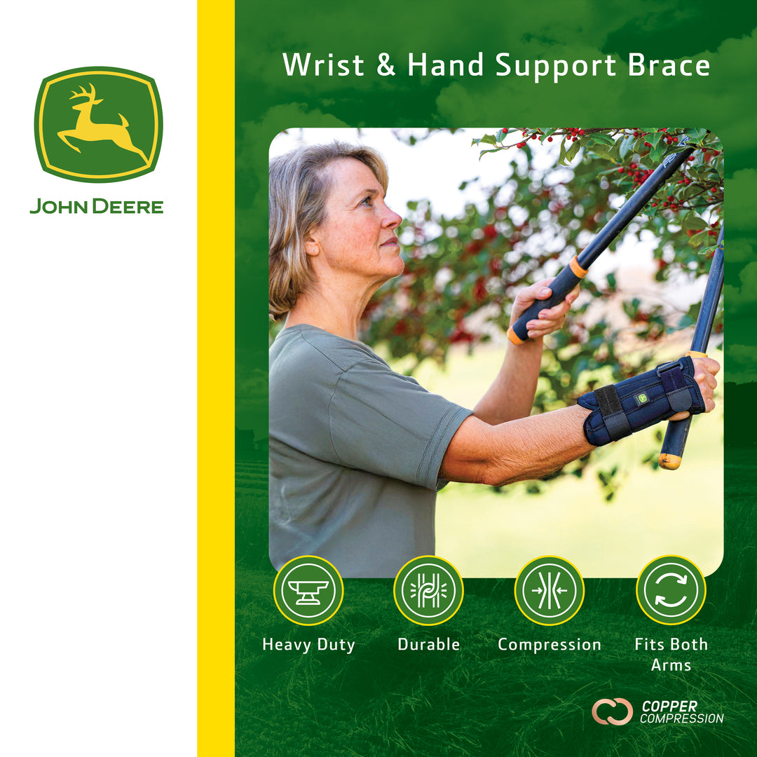 John Deere Wrist Brace by Copper Compression – Heavy-Duty Wrist & Hand Support for Pain, Stability, and Injury Recovery – Universal Fit for Left or Right Hand – Durable Compression for Farming, Work, and Everyday Use