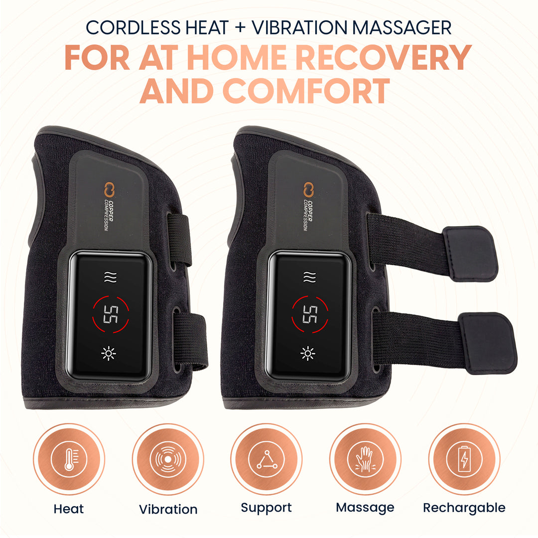 CopperVibe™ Vibrating and Heat Wrist Massager for Everyday Wrist Soreness and Stiffness, 3 Level Heat and Vibration Massage, Adjustable Wrist Brace with Semi Rigid Support