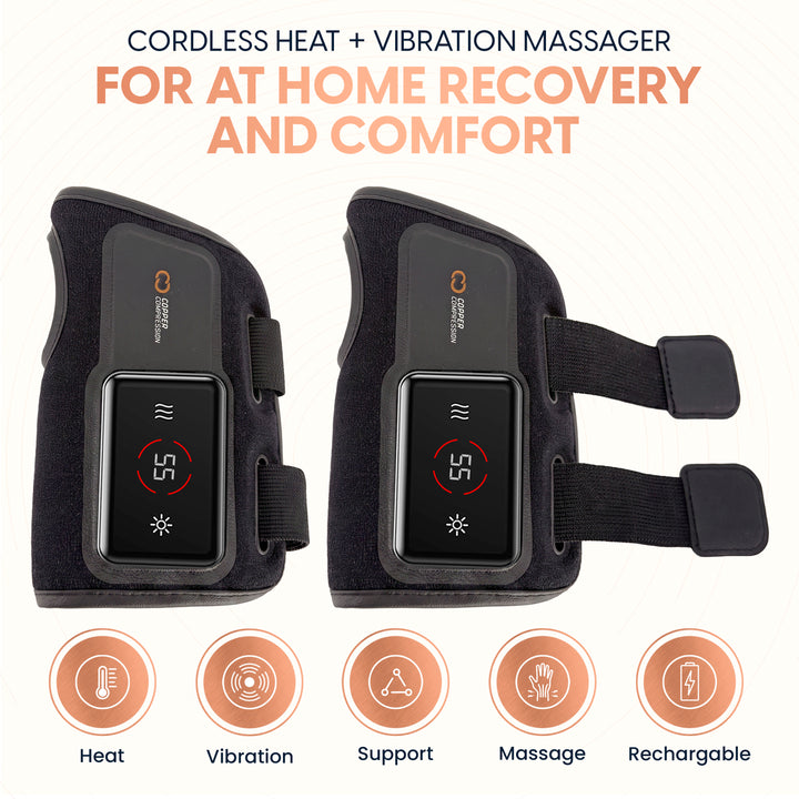 CopperVibe™ Vibrating and Heat Wrist Massager for Everyday Wrist Soreness and Stiffness, 3 Level Heat and Vibration Massage, Adjustable Wrist Brace with Semi Rigid Support