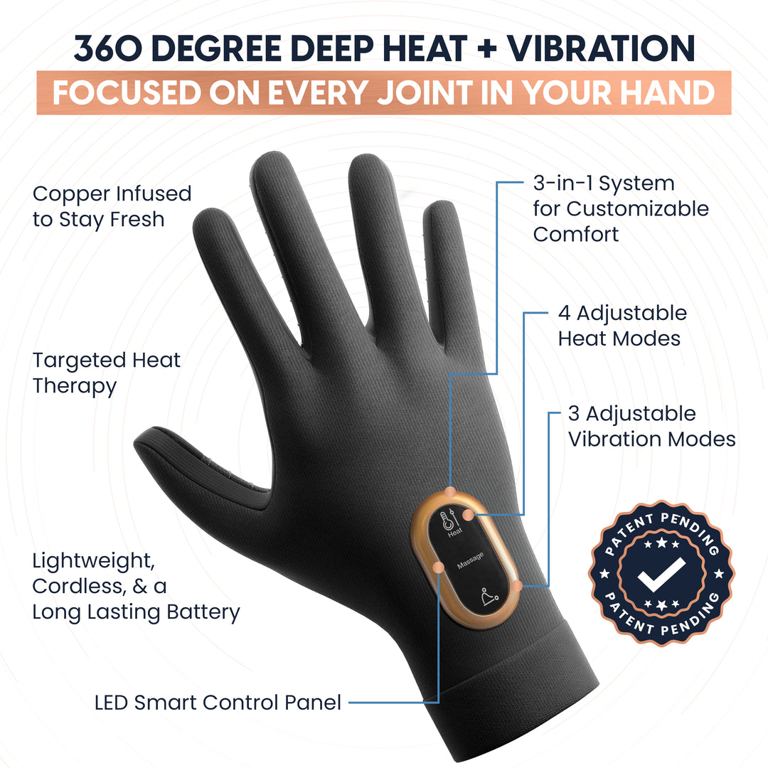 CopperVibe™ 2.0 Heated Vibrating Gloves for Hand Pain Relief