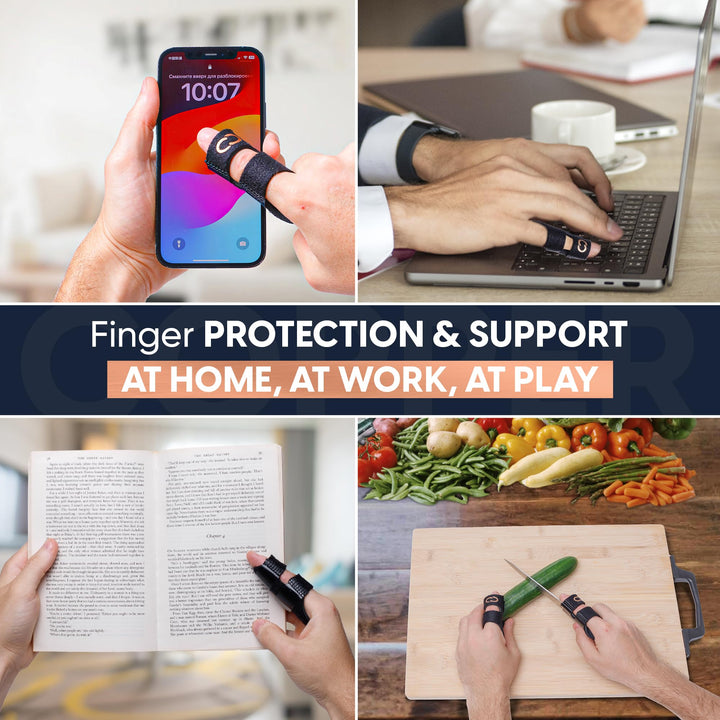 Copper Compression Finger Splints, Trigger Finger Brace for Arthritis, Tendonitis, Finger Locking, Sprains, and Pain Relief – Adjustable Copper Infused Splint with Comfortable Breathable Support – 2 Pack