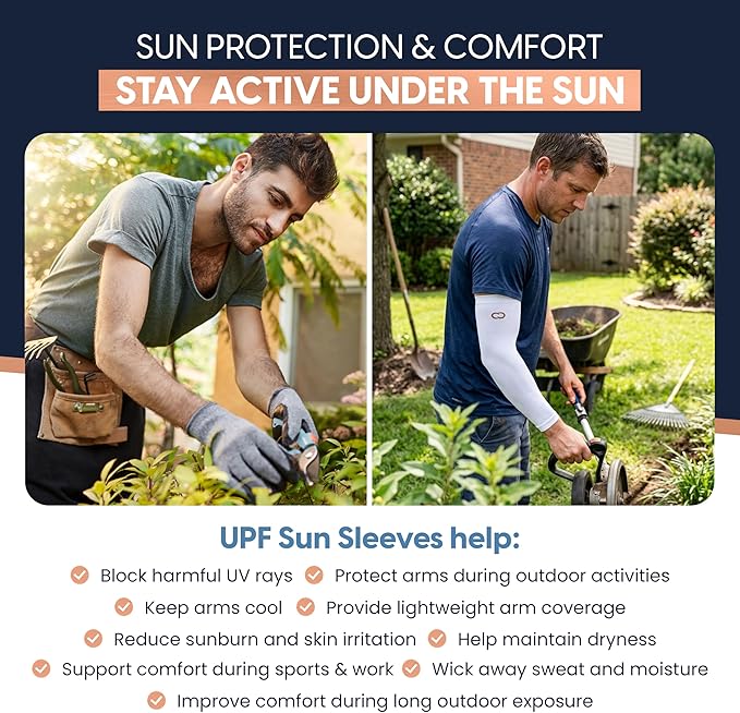 Copper Compression Full Arm Sun Sleeves for Men and Women – UPF 50+ UV Protection