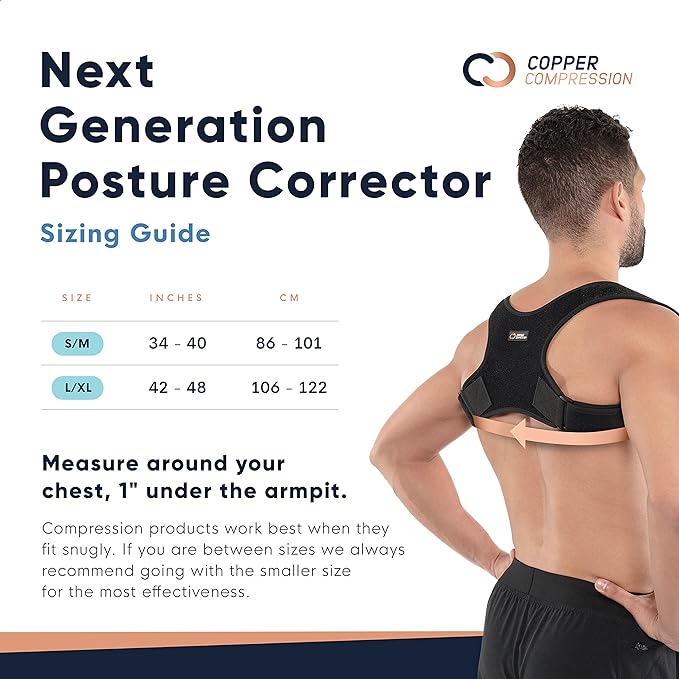  Tommie Copper Back Brace and Posture Corrector for Men l Sweat  Wicking Breathable Back and Muscle Compression Support for Men- Black-  Small/Medium : Health & Household