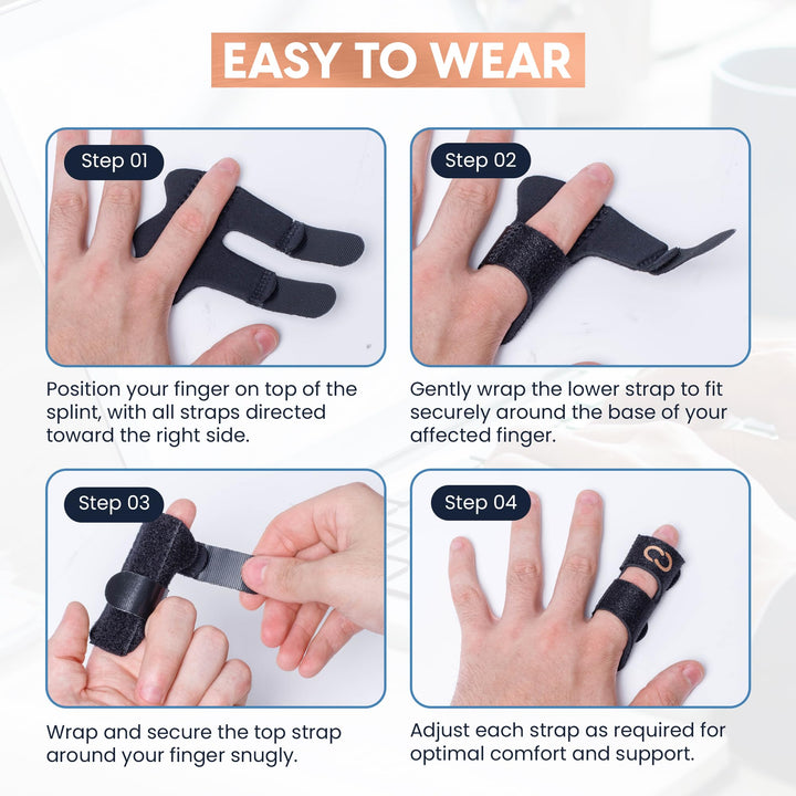 Copper Compression Finger Splints, Trigger Finger Brace for Arthritis, Tendonitis, Finger Locking, Sprains, and Pain Relief – Adjustable Copper Infused Splint with Comfortable Breathable Support – 2 Pack