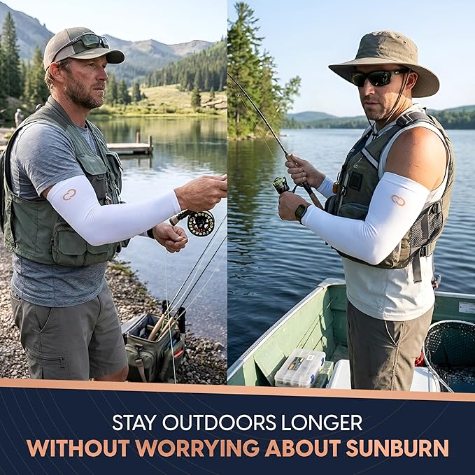 Copper Compression Full Arm Sun Sleeves for Men and Women – UPF 50+ UV Protection