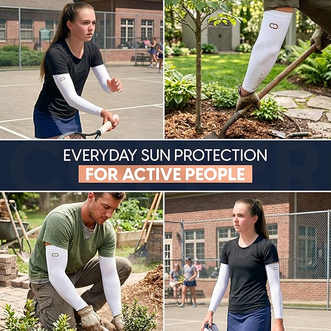Copper Compression Full Arm Sun Sleeves for Men and Women – UPF 50+ UV Protection