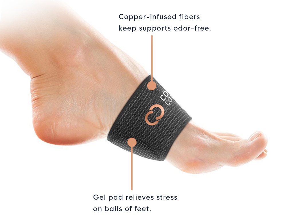 Copper-Infused Padded Arch Support with Gel - Unisex Fit