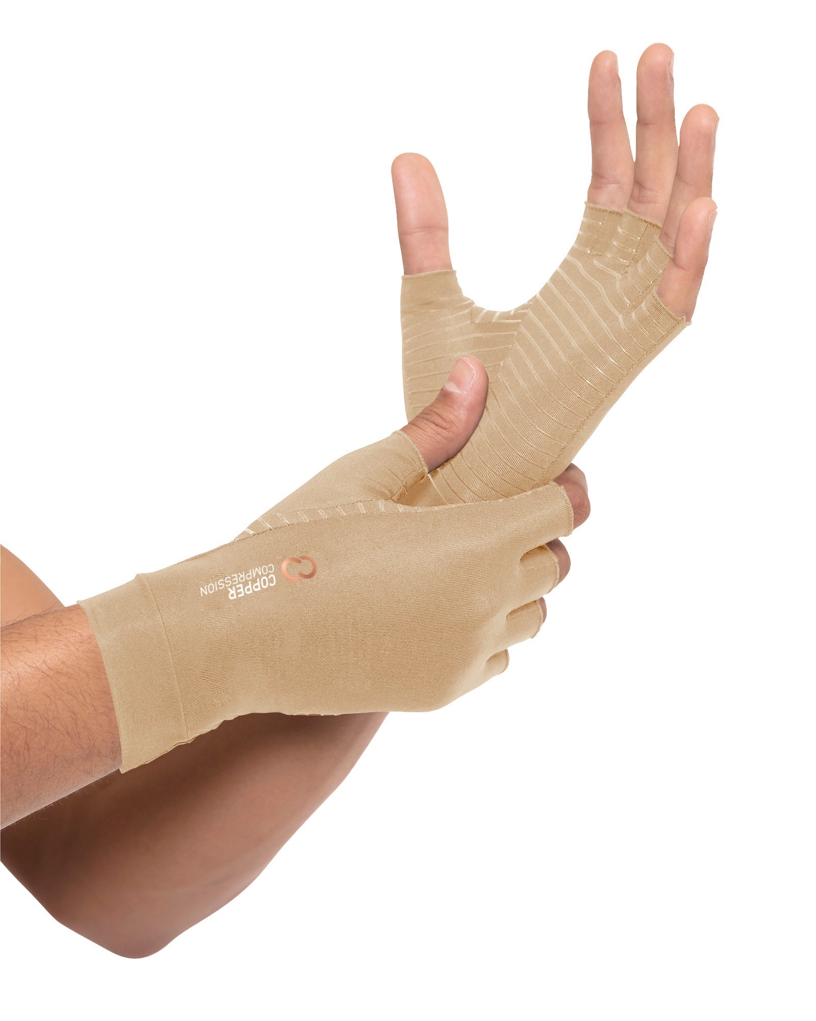 Copper Compression Half-Finger Gloves nude