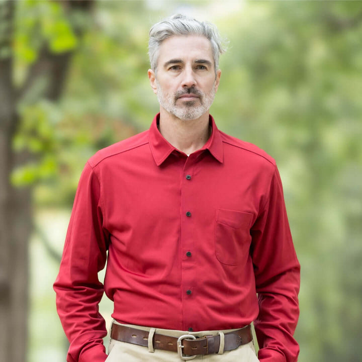 Adaptive Rio Red Magnetic Front Long Sleeve Cooling Shirt With Pocket