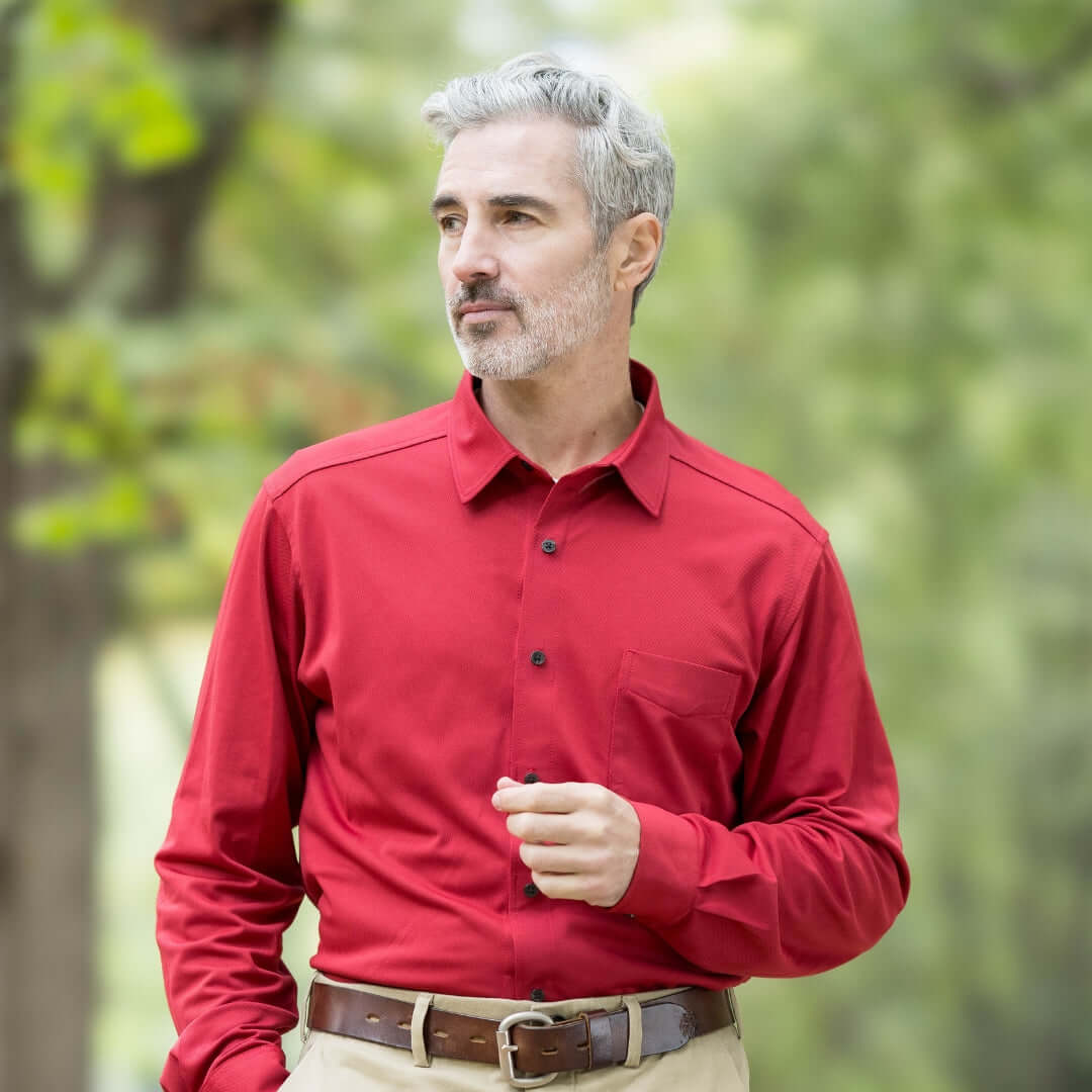 Adaptive Rio Red Magnetic Front Long Sleeve Cooling Shirt With Pocket