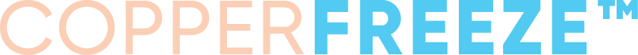 CopperFreeze™ logo with a copper and icy blue color scheme on a transparent background