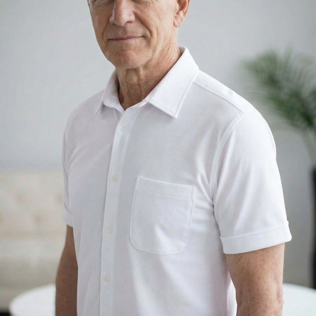 Adaptive Cooling Magnetic Front Short Sleeve Shirt in White