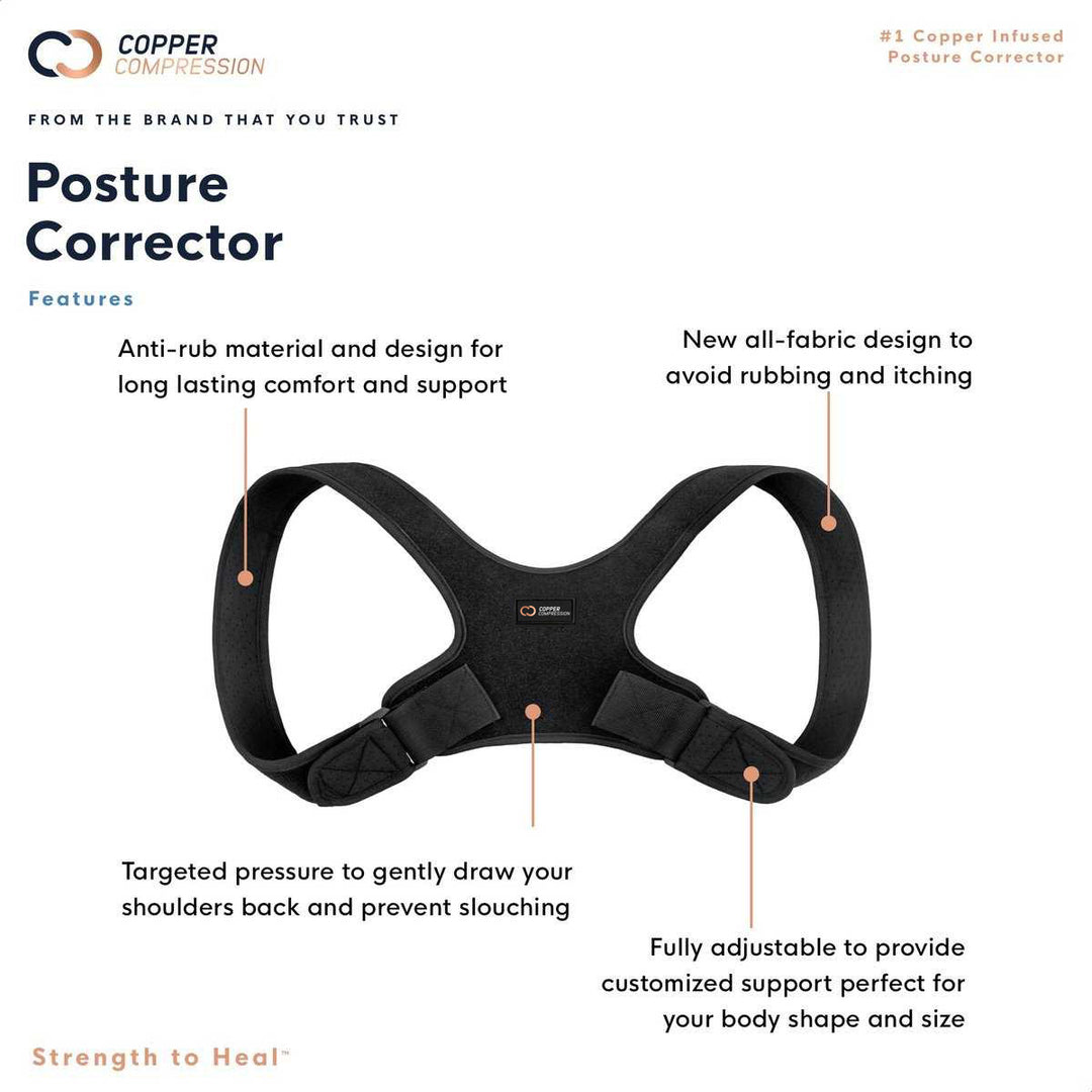 Copper Compression Posture Corrector For Men & Women - Adjustable Copper  Infused Orthopedic Brace For Pain Relief From Bad Posture 