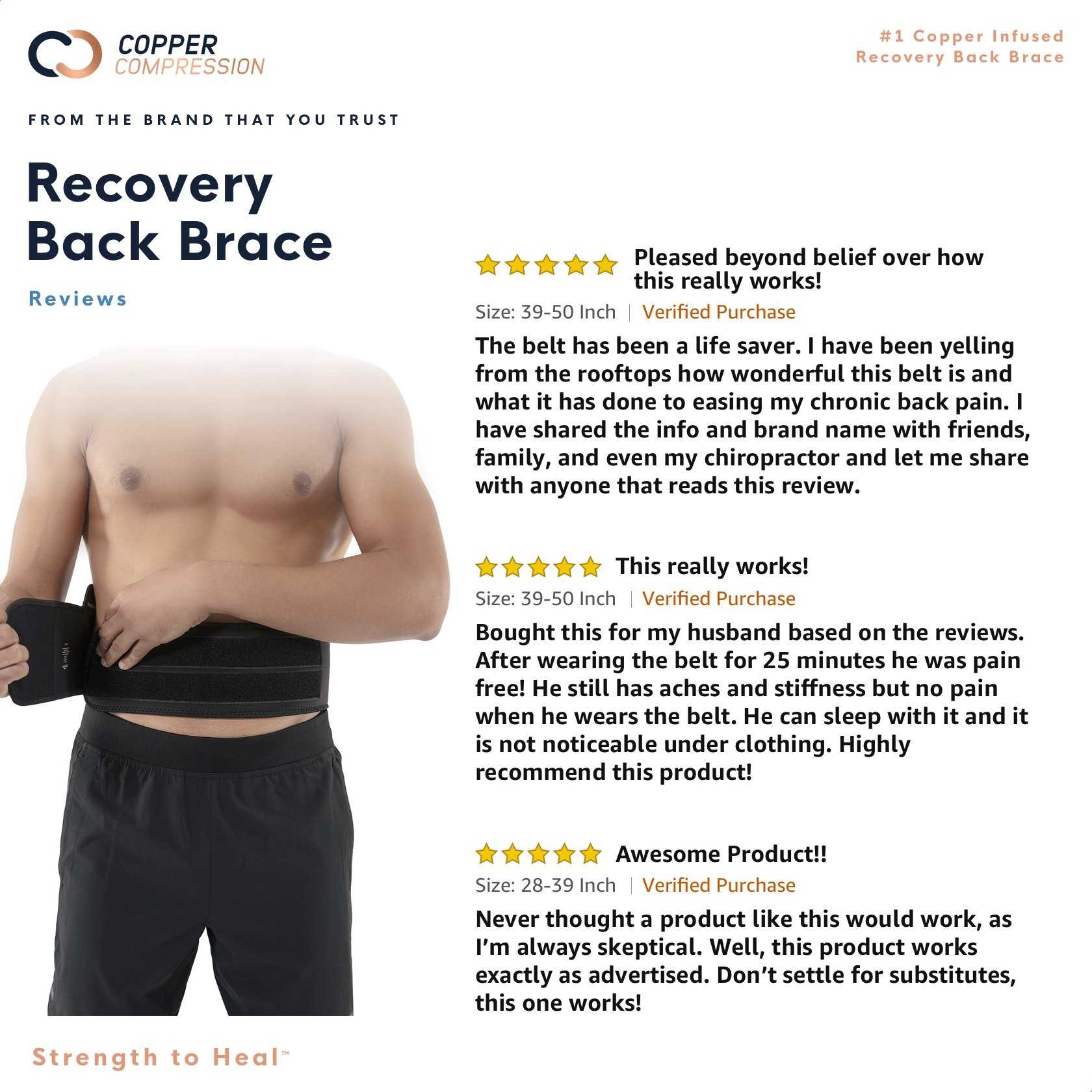 Affordable goods Copper Compression Recovery Back Brace - #1 Guaranteed  Highest Copper Content with Infused Fit. Lower Back Lumbar Support Belt, back  support