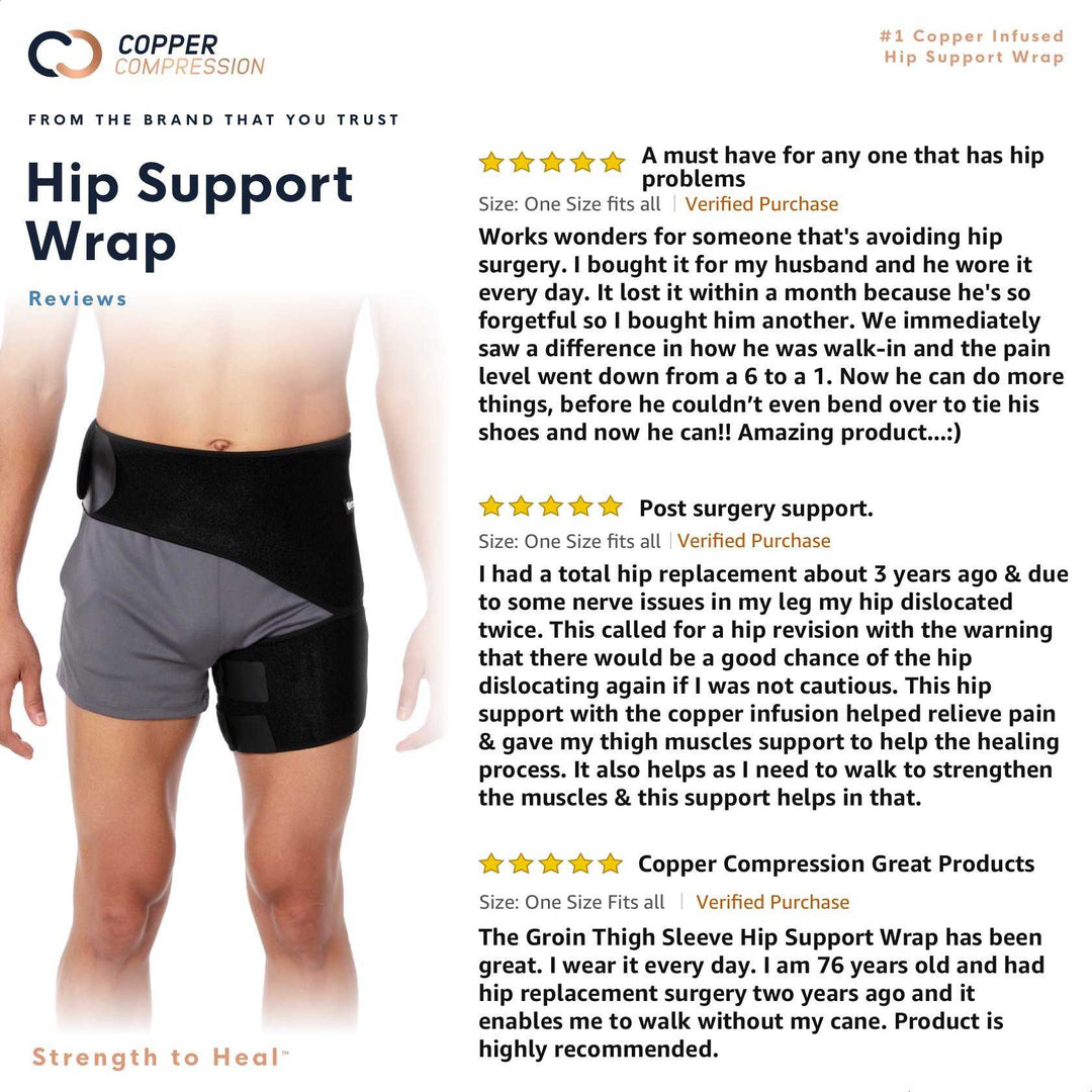 Copper Compression Hamstring Support Sleeve - Copper Infused Anti Slip  Thigh Support for Sore Hamstring, Groin, Quad, Muscle Sprains, Tendinitis,  Workouts, Sciatica Pain & Sports Recovery. Fit for Men & Women 