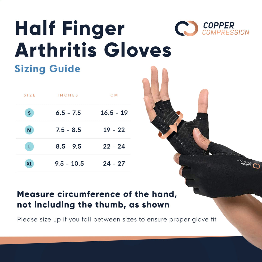 Copper Joe® Half-Finger Copper-Infused Arthritis Compression Gloves  (1-Pair) - DailySteals