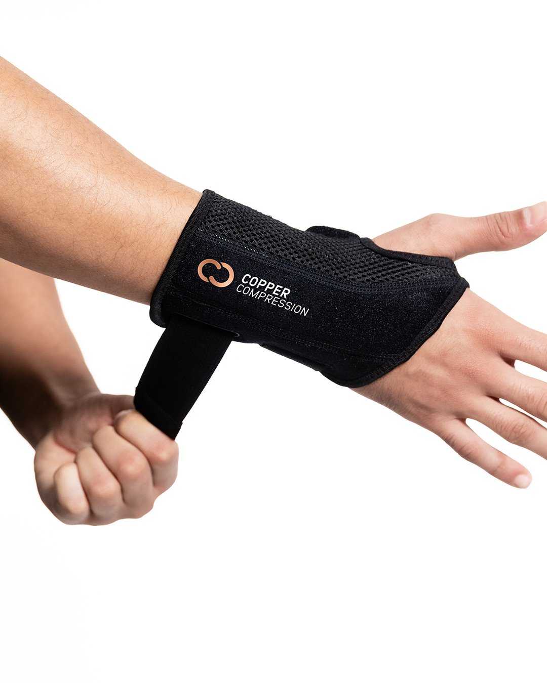 Copper Joe Carpal Tunnel Wrist Brace for Day and Night Support -  Compression Wrist Sleeve For Arthritis Tendonitis RSI and Sprain -  Adjustable Wrist Splint fit For Men and Women (Right Hand
