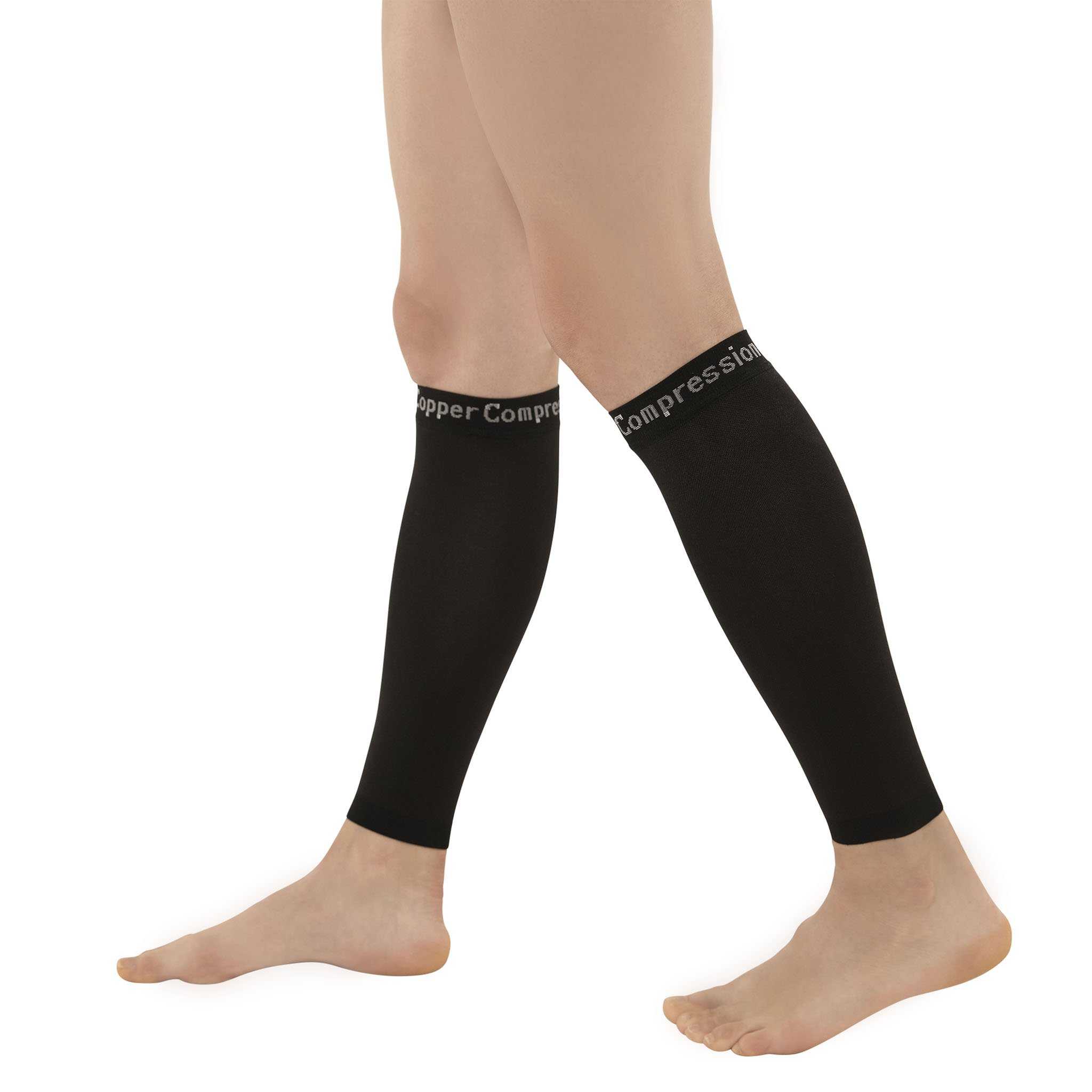  Copper Compression Calf Sleeves - Footless Compression Socks  for Running, Cycling & Fitness. Orthopedic Brace for Shin Splints, Varicose  Veins, Arthritis, Sprains, Strains (1 Pair Large) : Health & Household