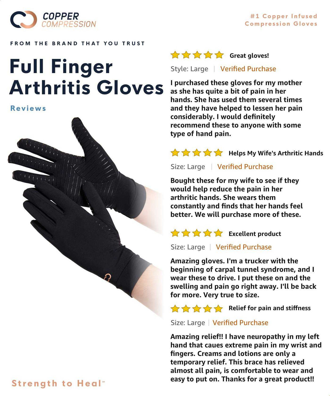 Copper Compression Arthritis Gloves, Best Copper Infused